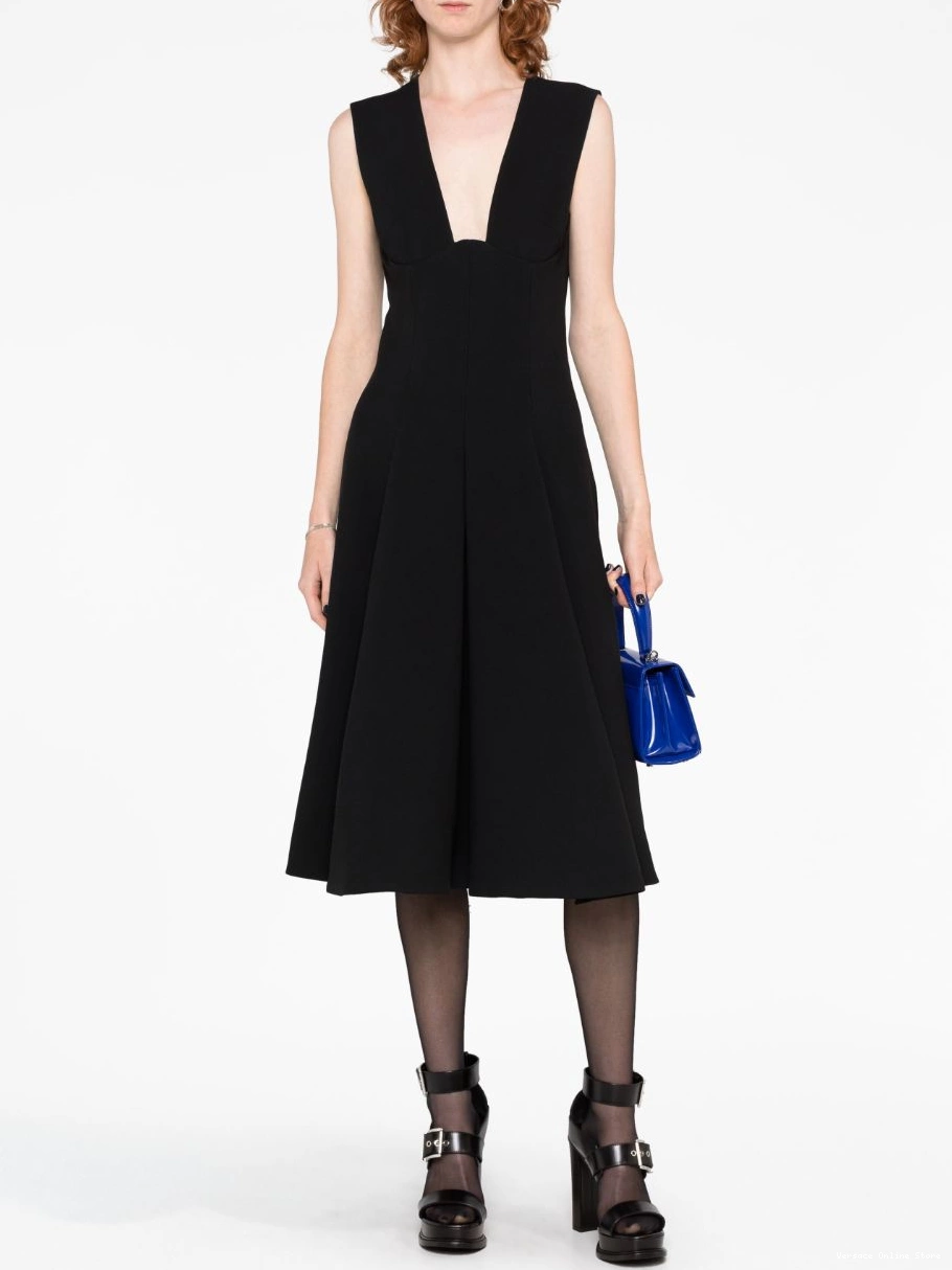 Cheap sleeveless Women midi Versace dress box-pleat 0717